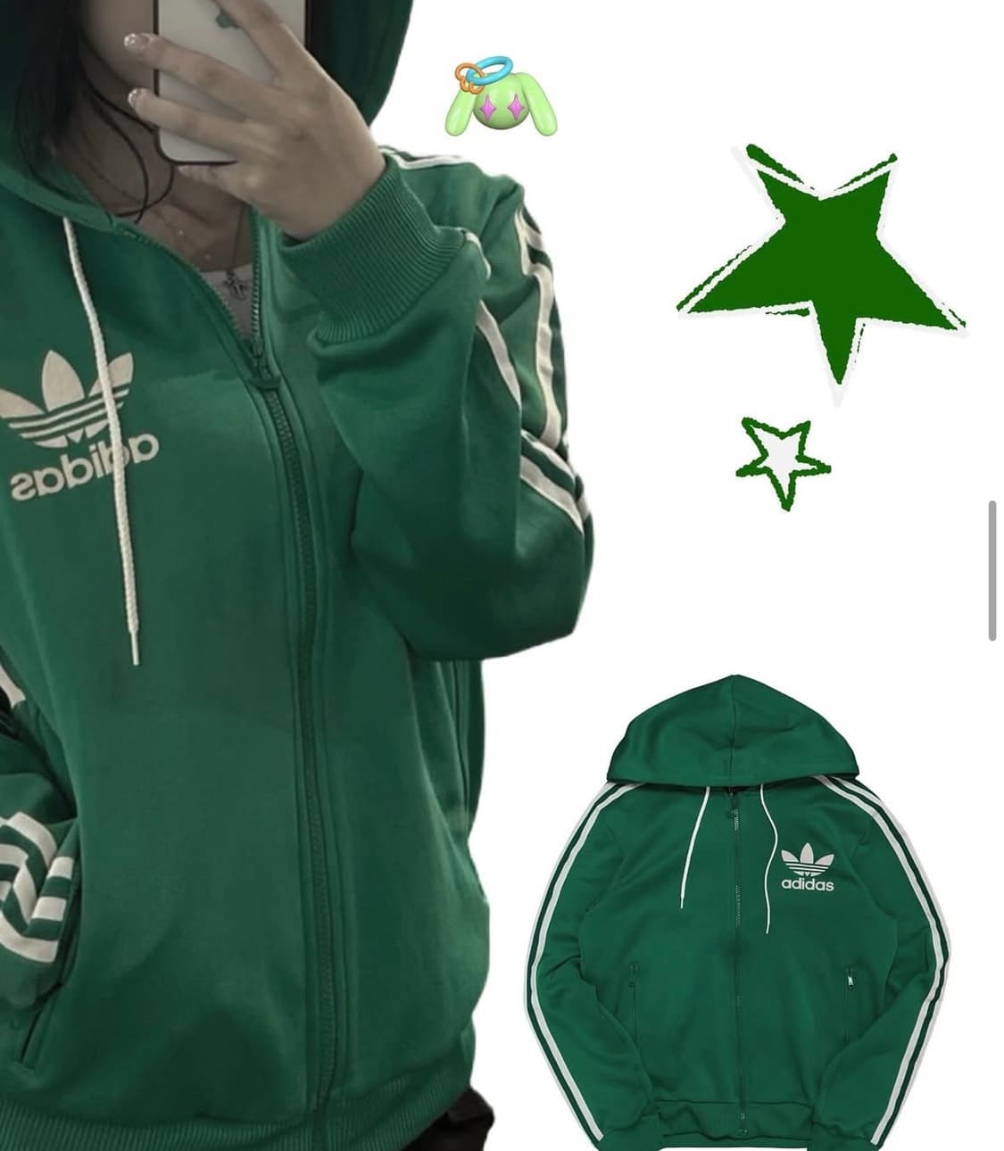 택포) 아디다스 그린 후드집업 상품이미지1
