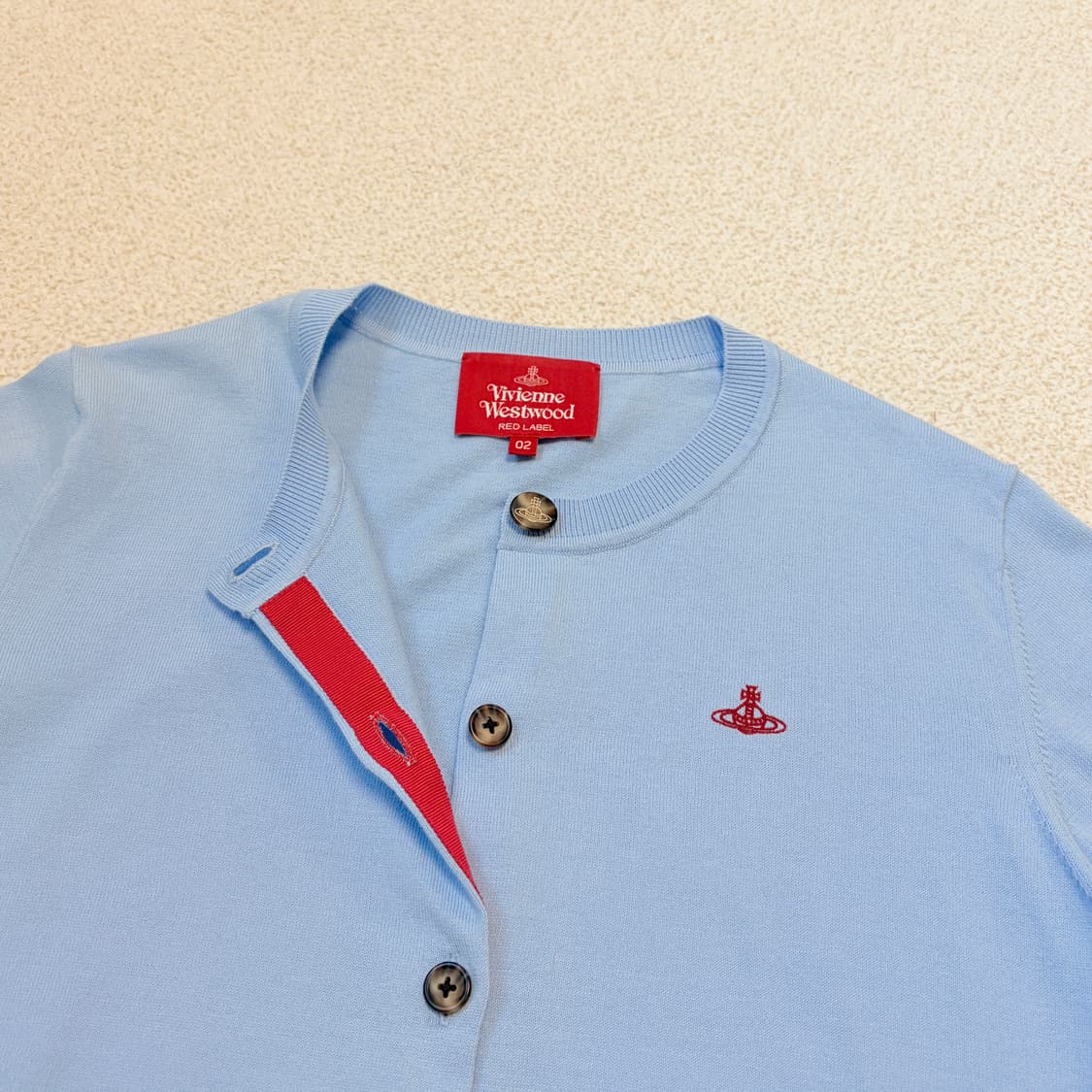 비비안웨스트우드 베이직 코튼 가디건 파스텔 블루 상품이미지3
