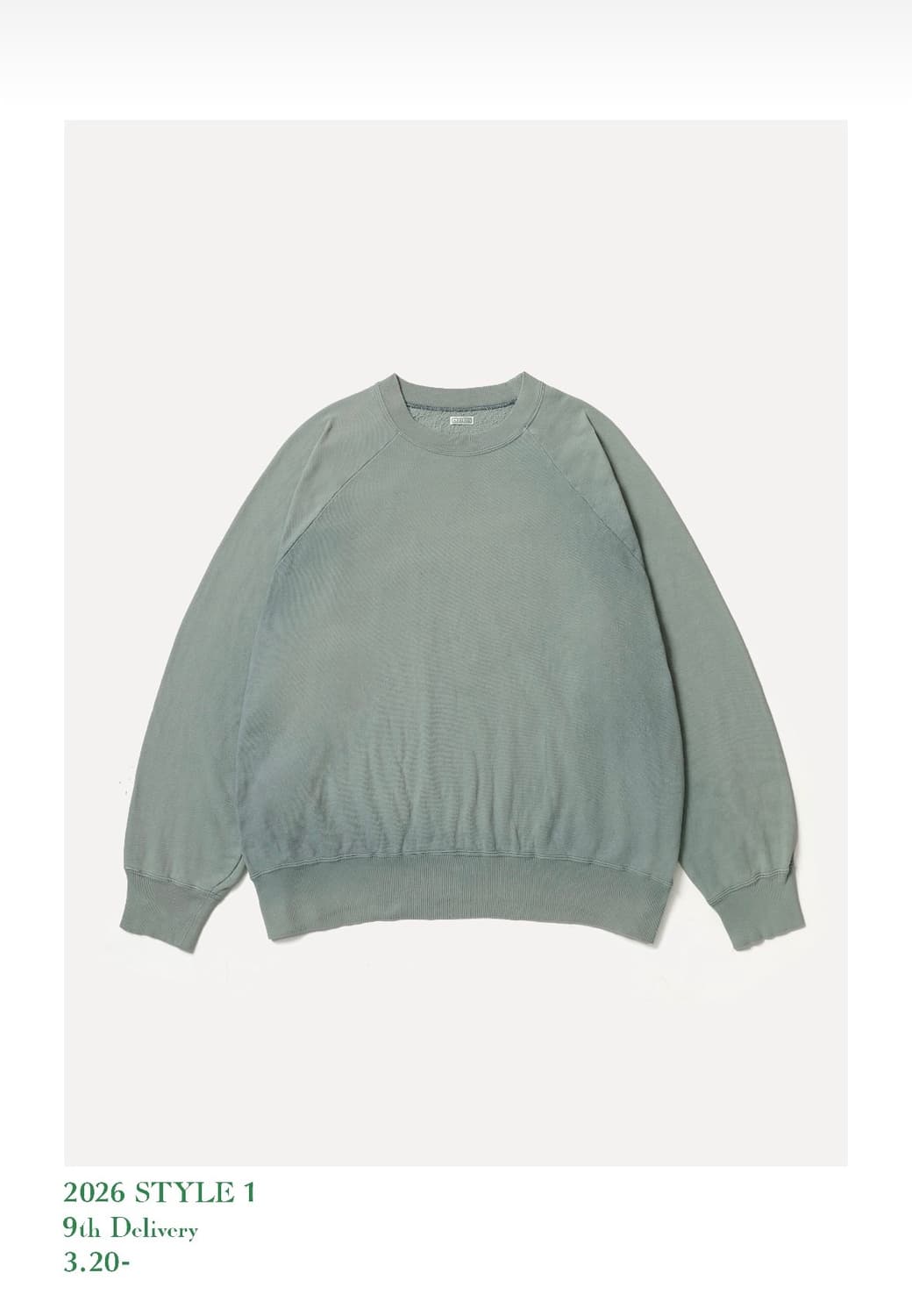 [3] 아프레쎄 빈티지 라이트 웨이트 스웻셔츠 그린 -26ss 상품이미지9