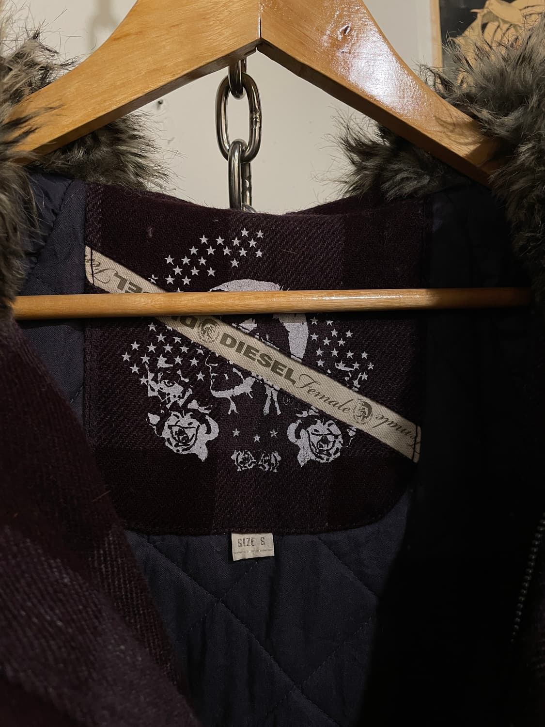 diesel 디젤 지퍼 후드 체크패턴 딥 퍼플 코트 상품이미지9