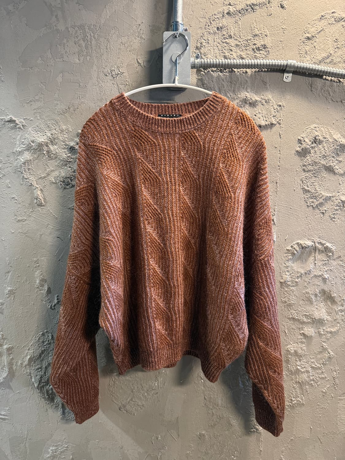 시슬리 모헤어 블렌드 케이블 니트 브라운 S 상품이미지1