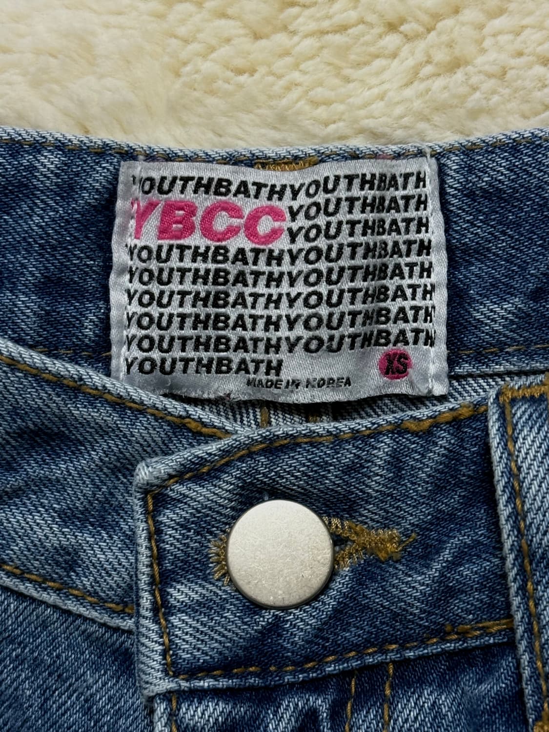 유쓰배쓰-니트 트리밍 워싱 데님 (라이트블루) 상품이미지8