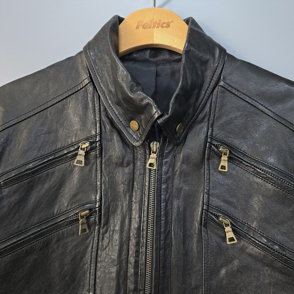 이태리 원단 램스킨 라이더 가죽자켓 블랙 L 상품이미지2