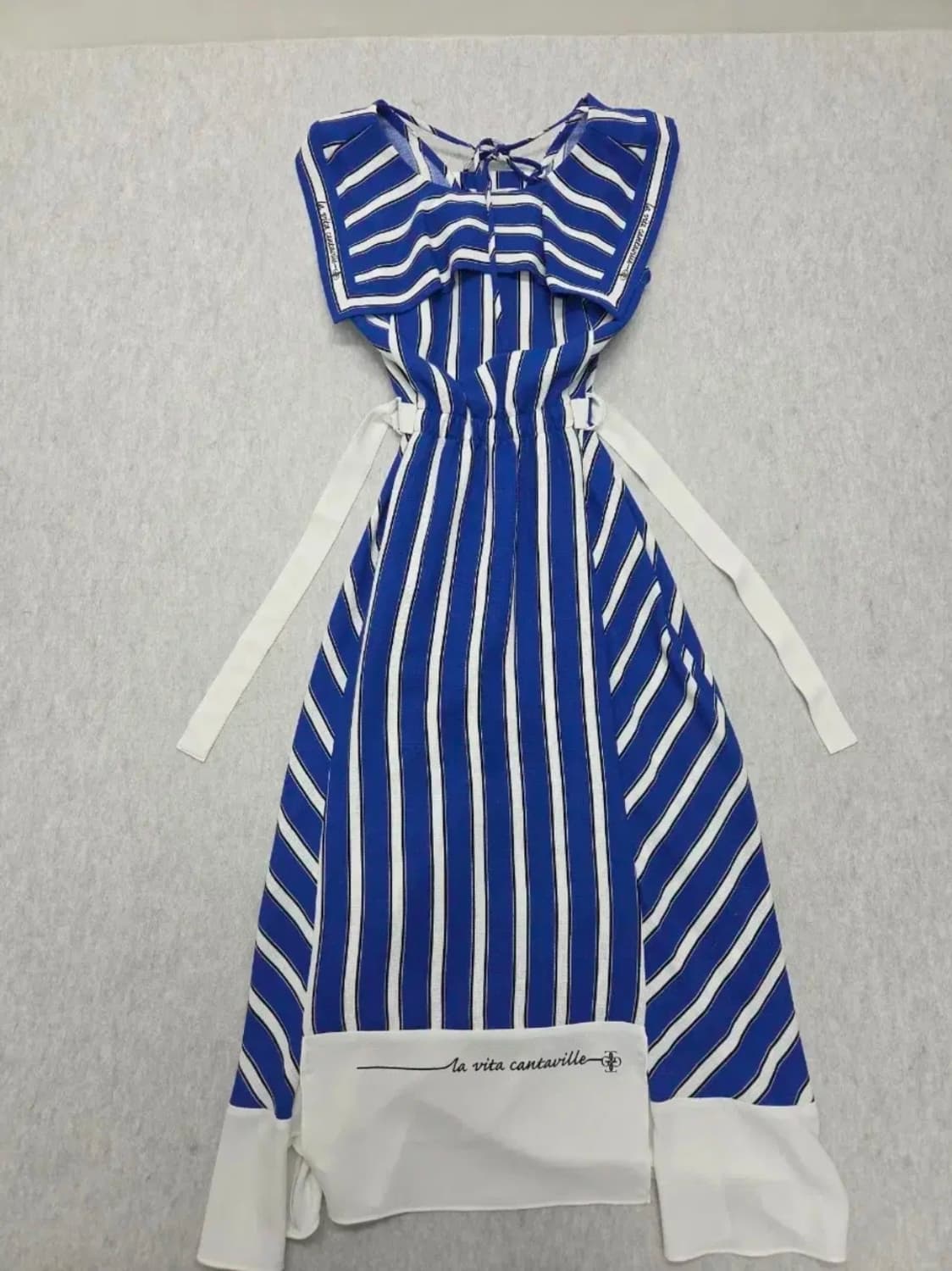 여성 M 에고이스트 스트라이프 빅 카라 원피스 상품이미지7