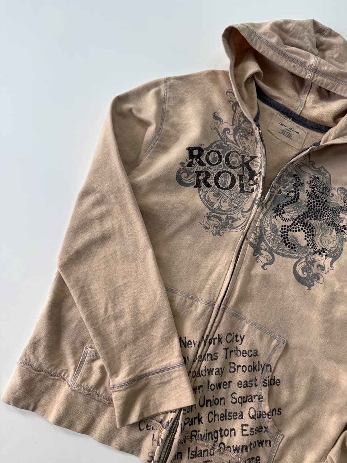 DKNY 00's 오버핏 빈티지 락앤롤 그런지 코튼 후드집업 상품이미지3