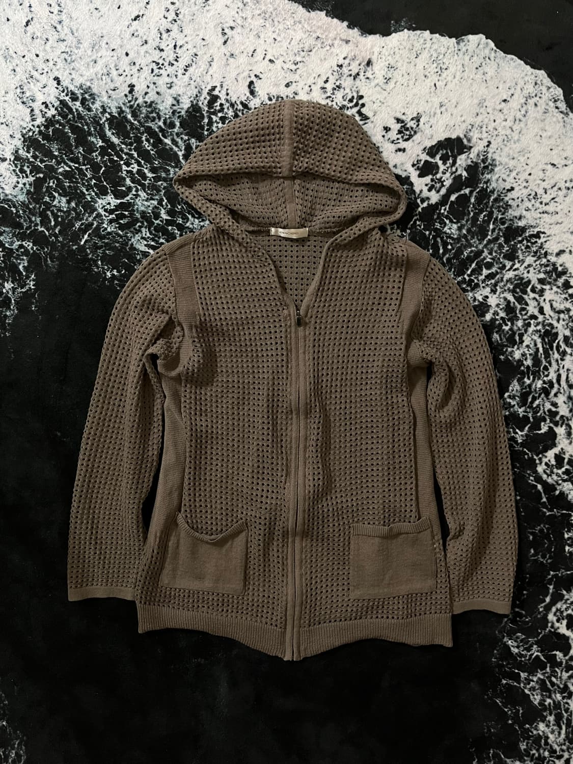 브라운 와플후드집업 상품이미지1