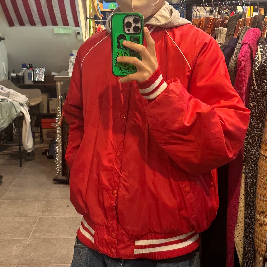 [NO.9] 빈티지 후드봄버 자켓 레드 상품이미지3