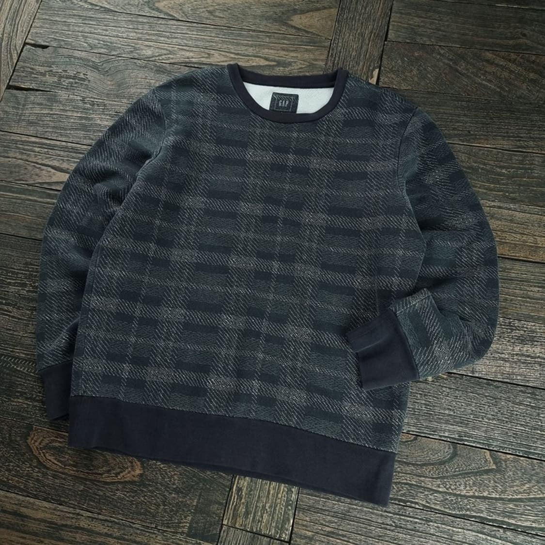 [갭] 체크 패턴 기모 맨투맨 M18657 상품이미지1