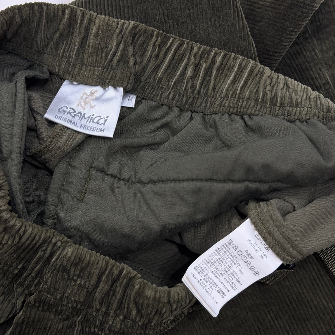 그라미치 벨트 코듀로이 테이퍼드 팬츠 바지 올리브 그린 카키 M 상품이미지4