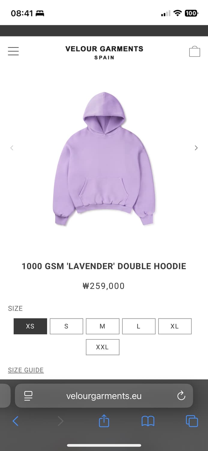 [XL,110] 벨루어 가먼츠 1000 Gsm 후디 상품이미지5