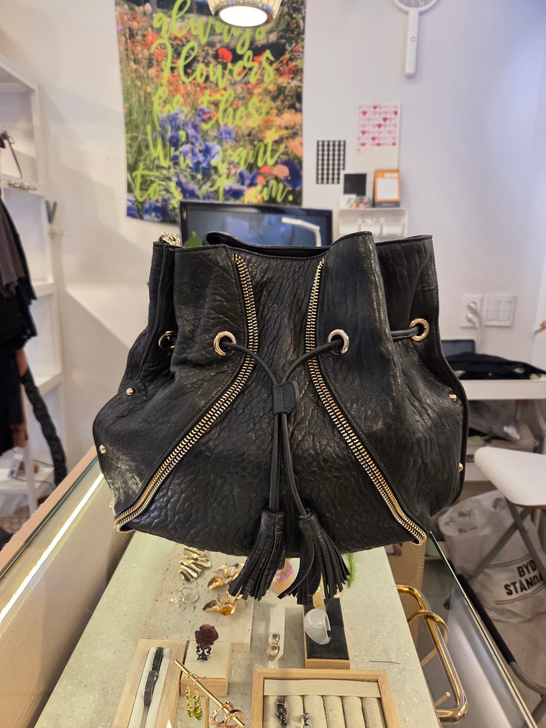 레노마 콤비지퍼 레더 백 (끈조절가능 상품이미지1