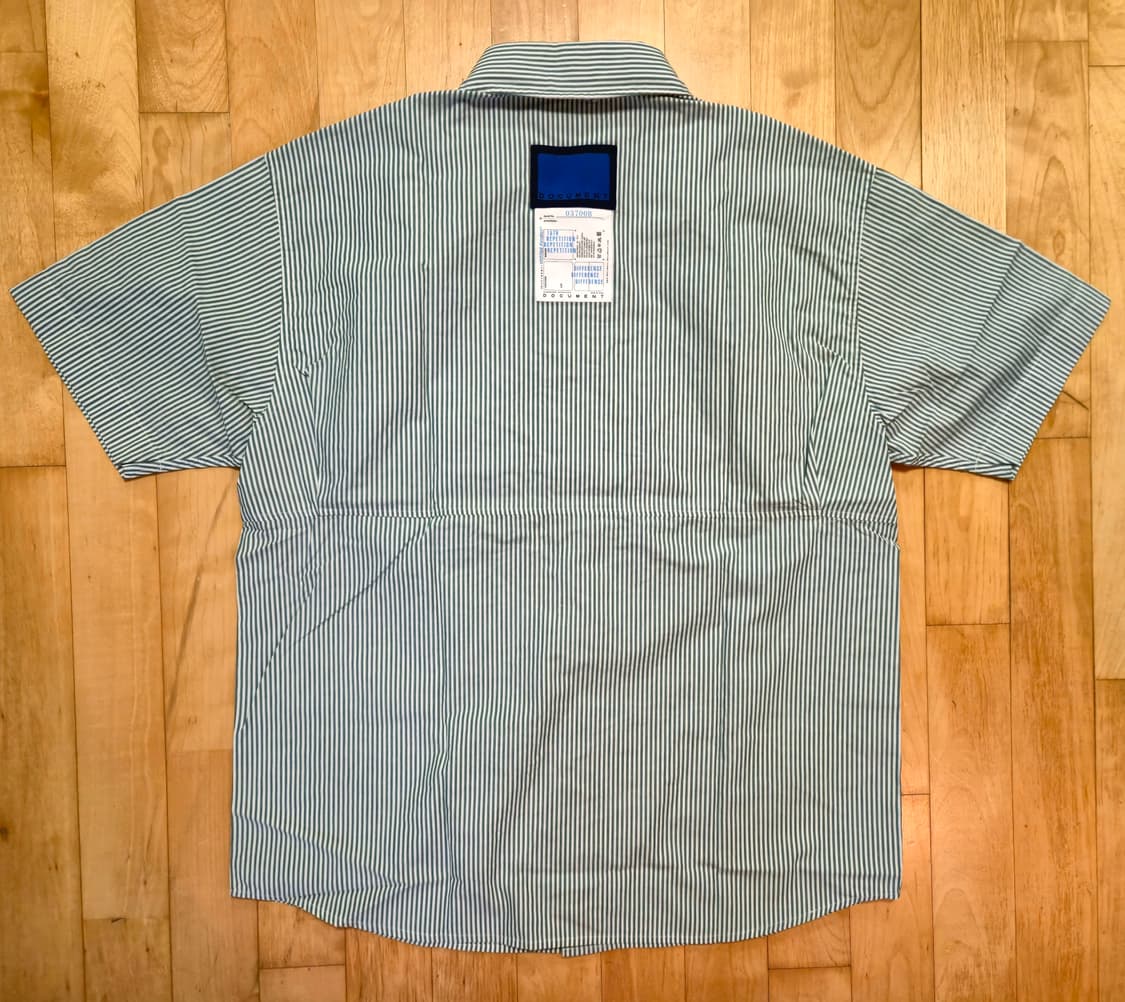 도큐먼트 스트라이프 반팔 셔츠 그린 M 새제품 상품이미지2