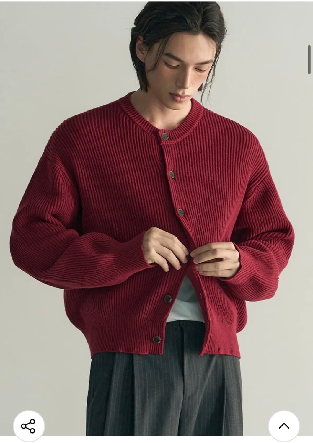 (XL) [데일리룸 X 시즈] 아카이브 코튼 크롭 니트 가디건 RED판매 상품이미지9