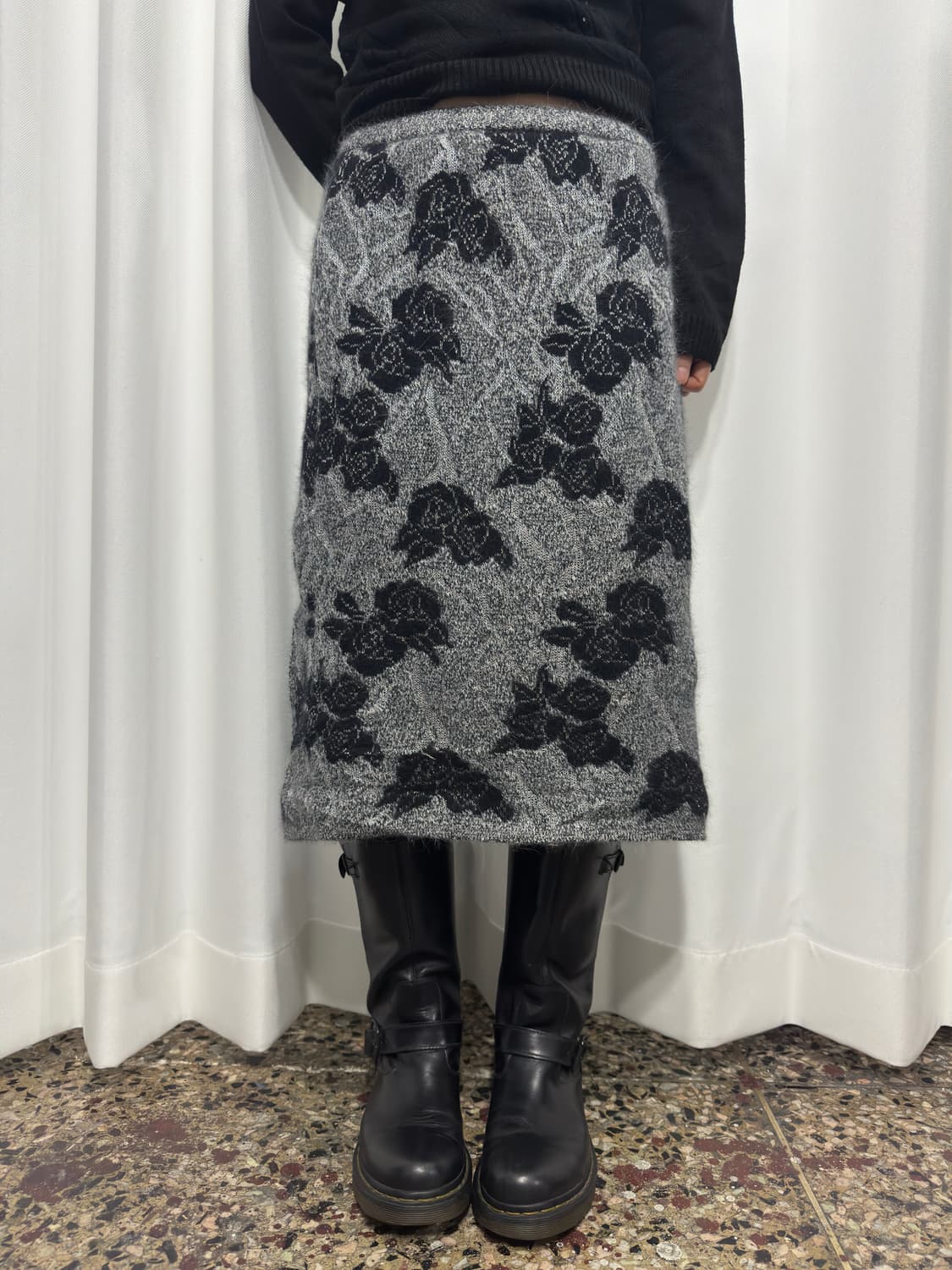 rose silver point knit midi skirt 상품이미지1