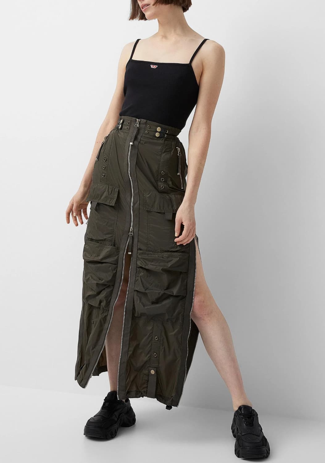 Diesel cargo zipup long skirt_khaki 38 상품이미지6