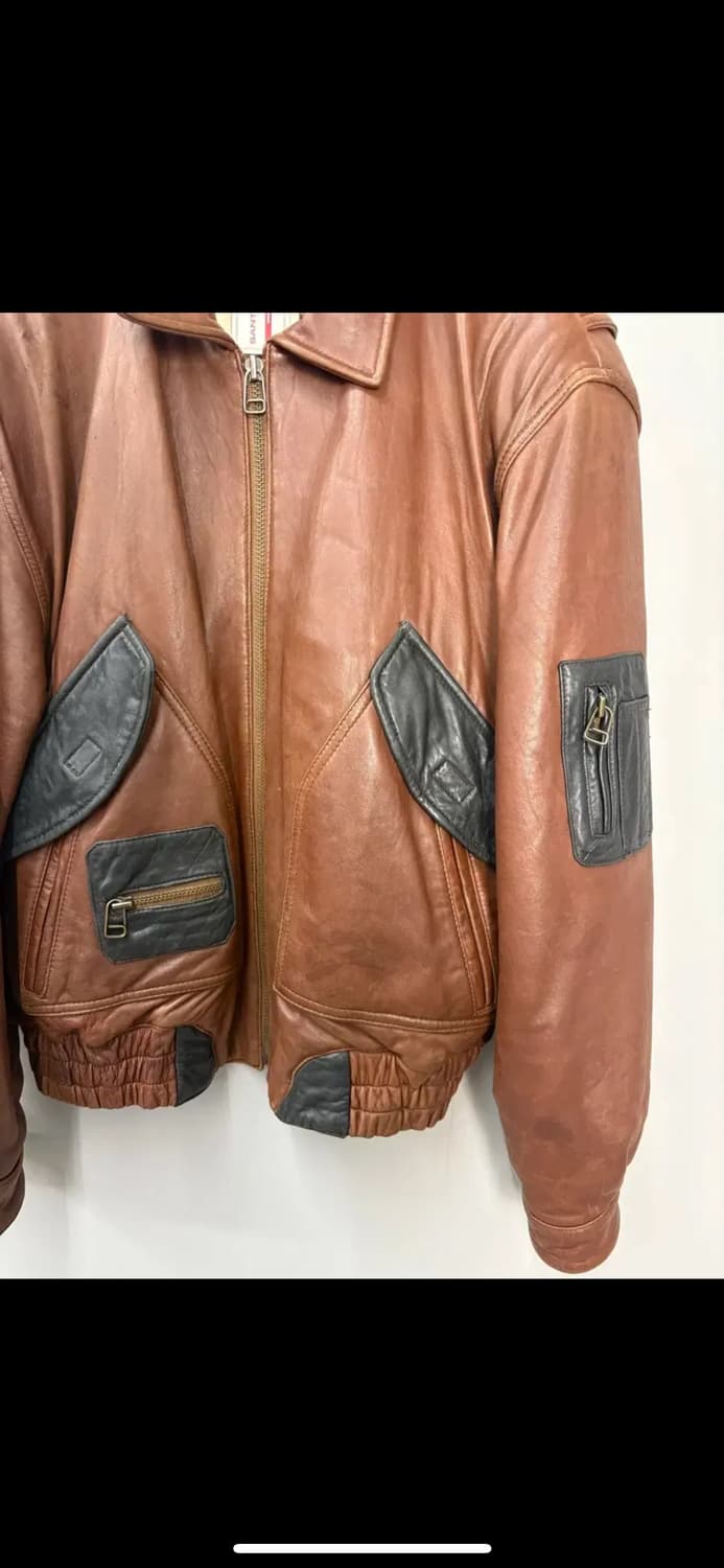 빈티지 배색 패치 양가죽 자켓 H1592 상품이미지3