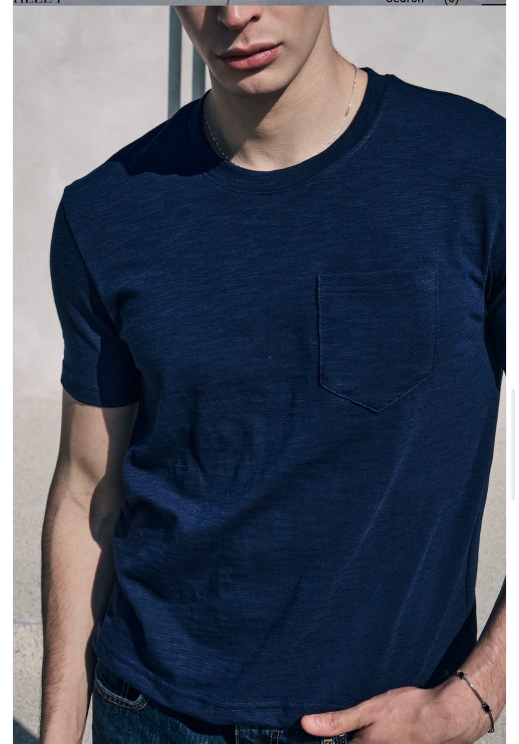 SLUB POCKET SLIM CREWNECK TEE [NAVY] 상품이미지1