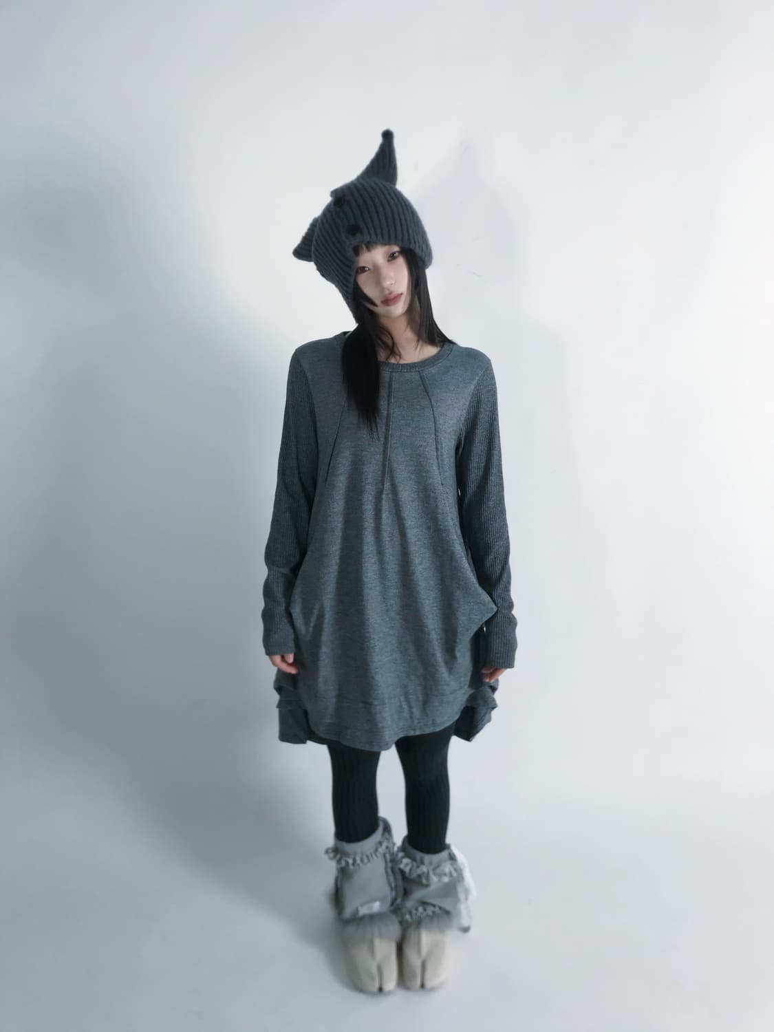 Custom🐾)Devil Cat-Ear grey knit binnie 상품이미지9