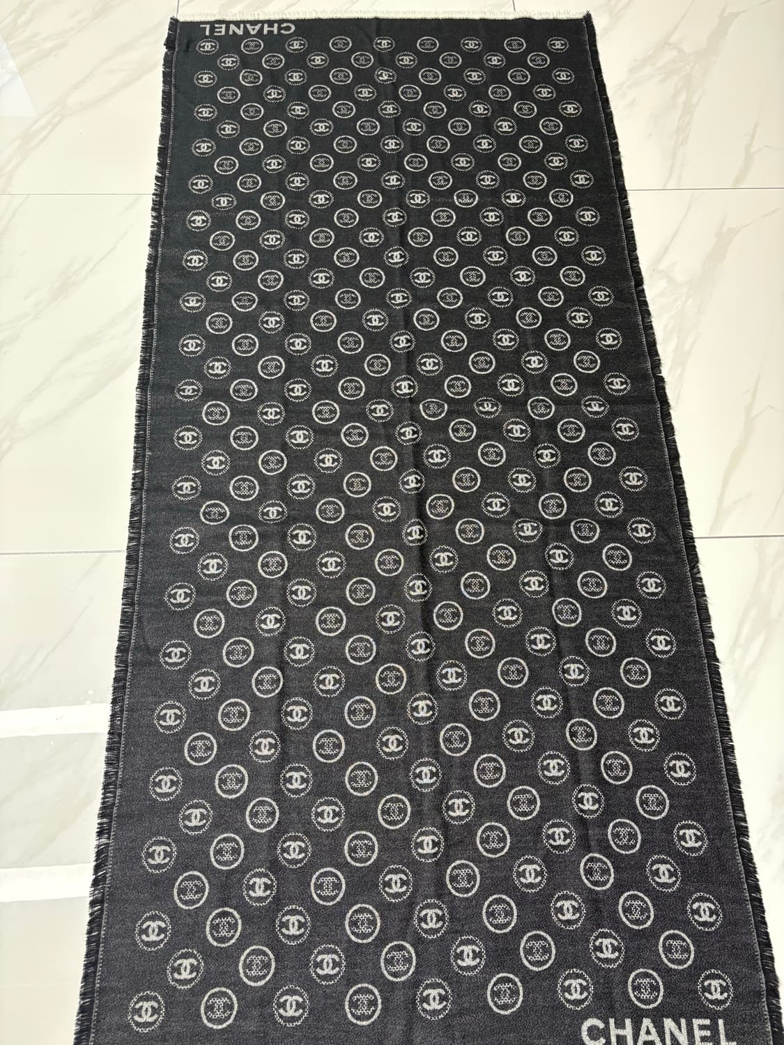 샤넬 정품 25SS CC로고 캐시미어 양면 머플러 AAA9 프린지숄 상품이미지1