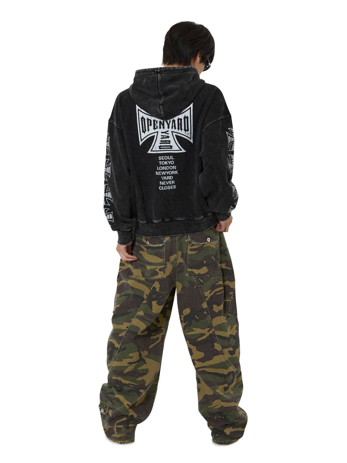 (택O) OY 오와이 크로스 페이드 워시드 후드집업 (블랙) (m) 상품이미지2