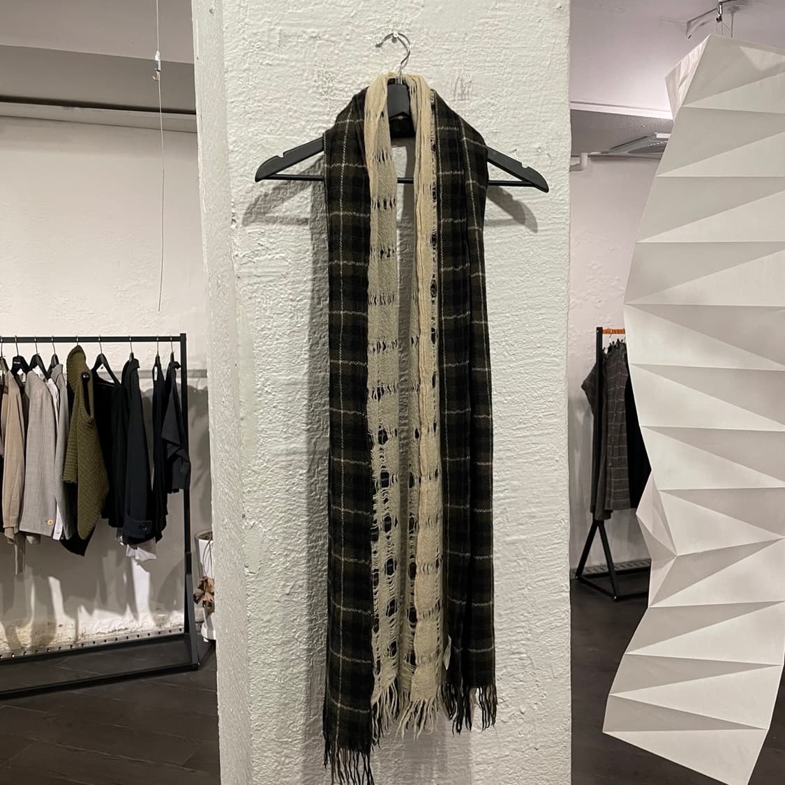 요지야마모토 레이어드 체크 머플러 상품이미지1