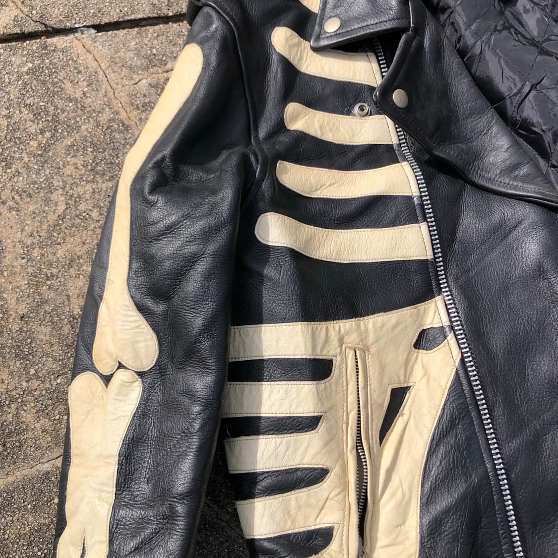 [XL] 빈티지 리얼 레더 뼈 디테일 라이더 가죽 자켓 상품이미지7