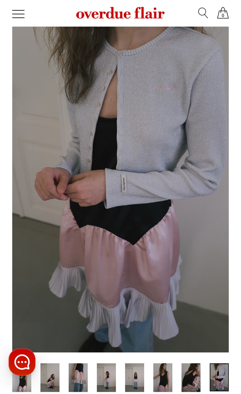 오버듀플레어 블랙/핑크 실크 프릴 드레스 상품이미지5