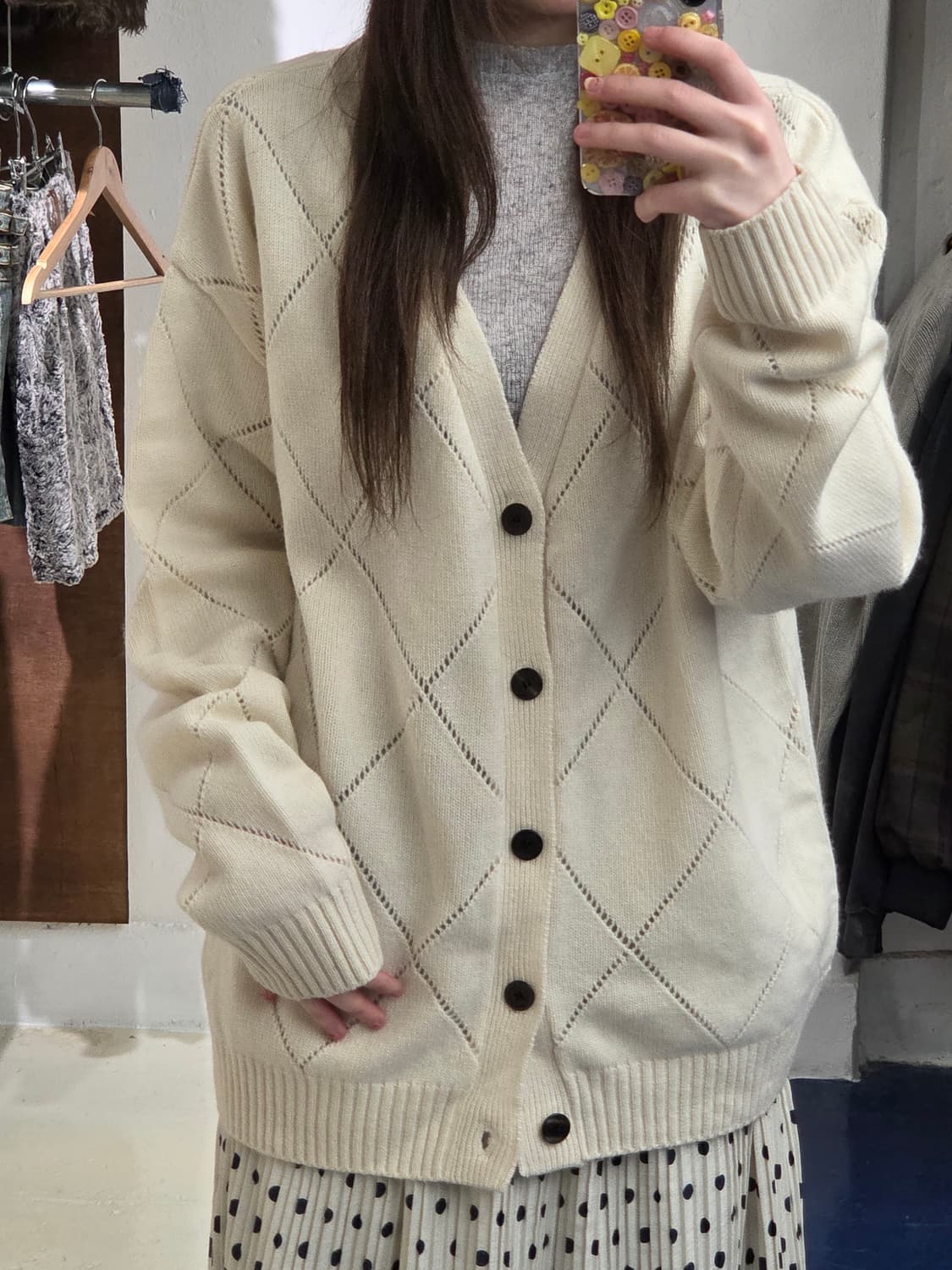 TONYWACK 토니웩 펀칭 아가일 가디건 상품이미지1