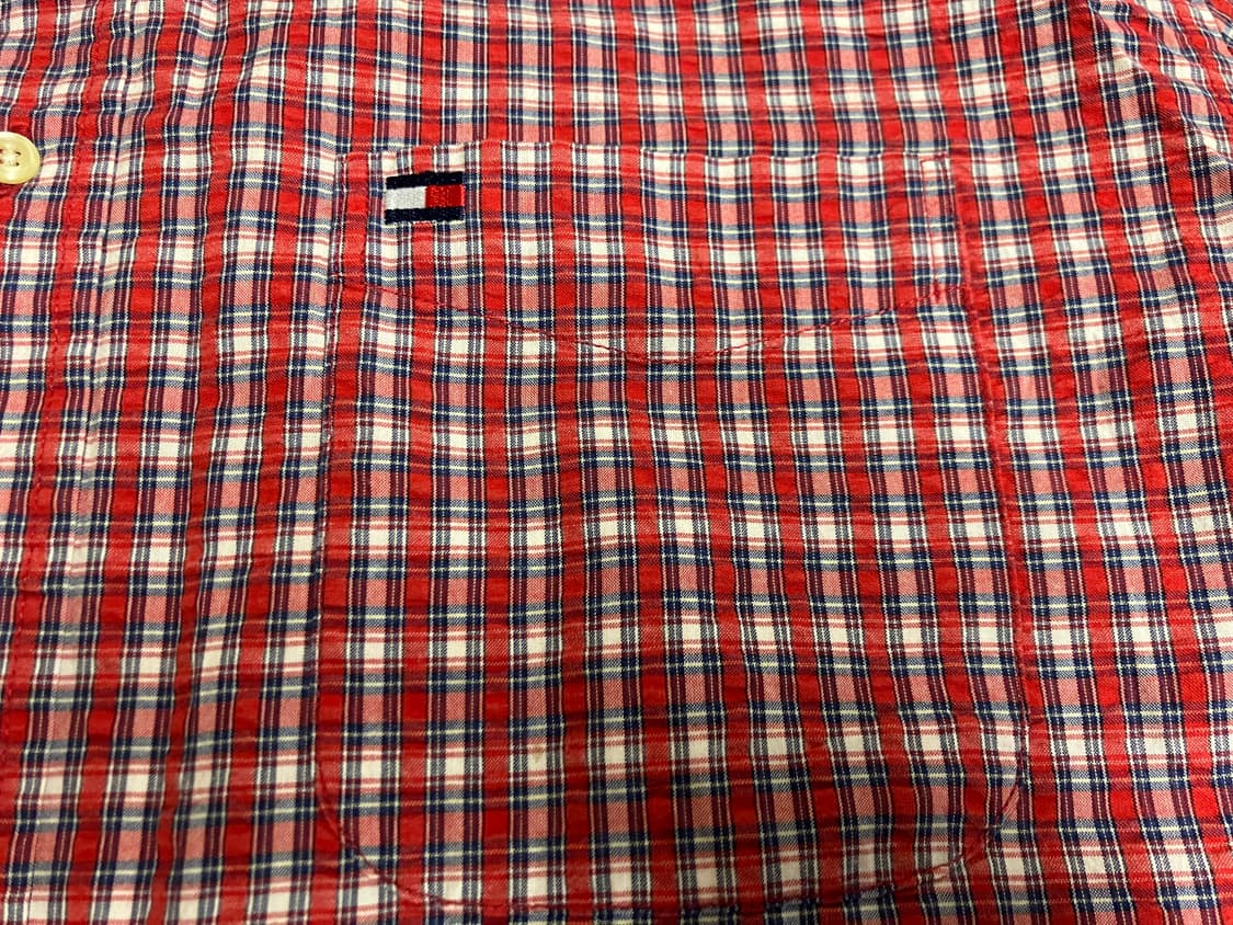 빈티지 90s Tommy Hilfiger 타미힐피거 체크 반팔셔츠 L 상품이미지2