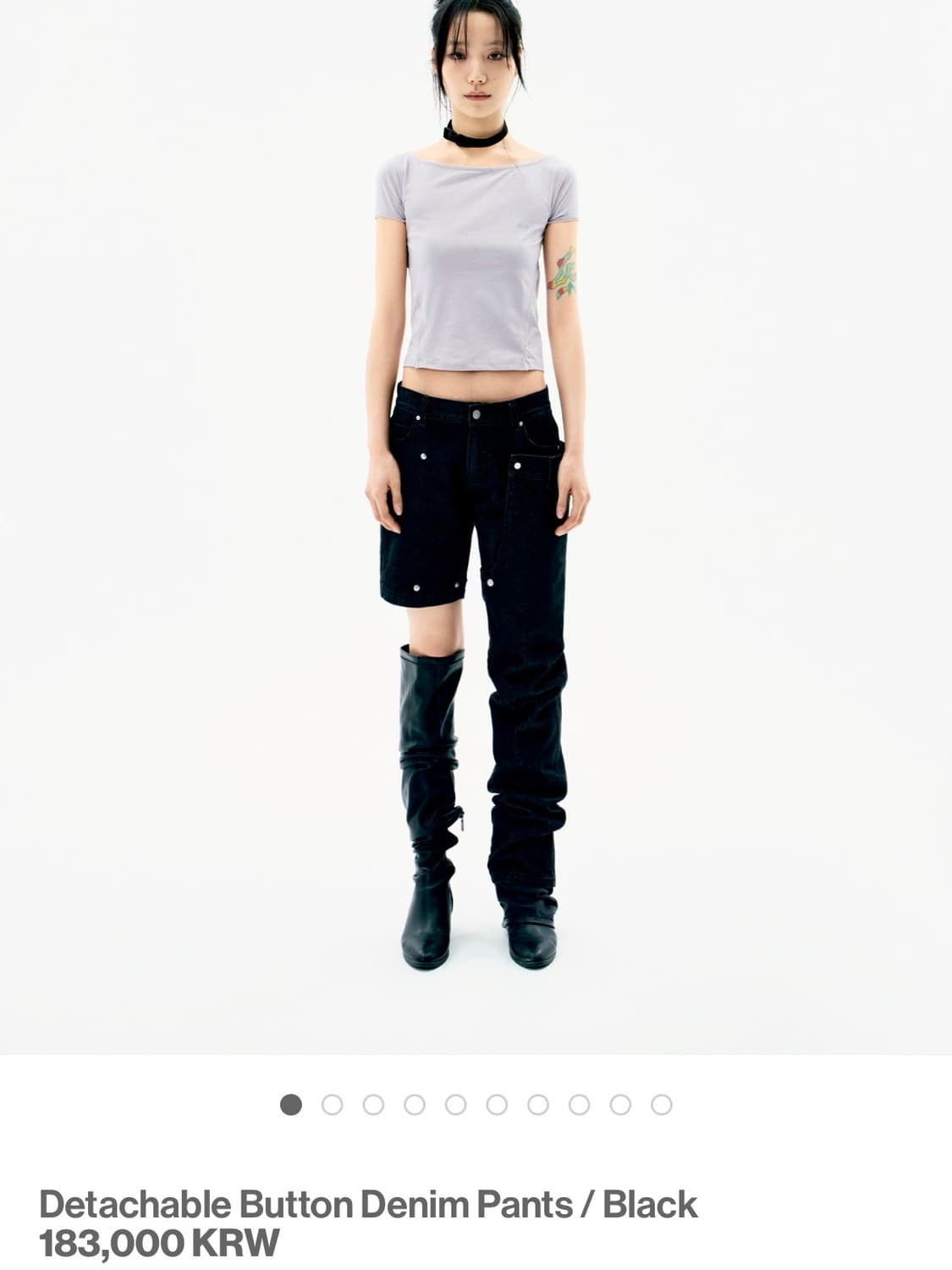 오호스 Detachable Button Denim Pants / Blac 상품이미지1