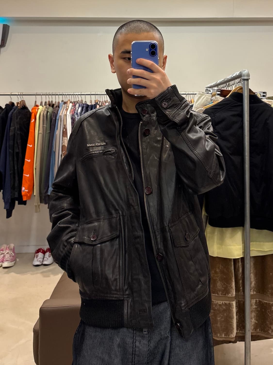 타미힐피겨 데님 레더 봄버 자켓 상품이미지5