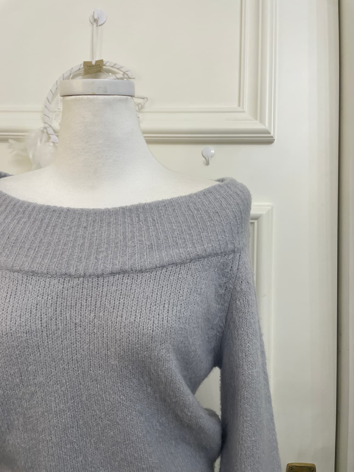 blue gray back bow point off-shoulder sw 상품이미지6