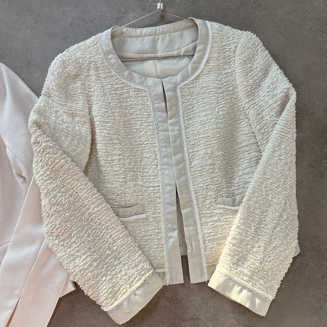 [하객룩 백화점퀄]화이트 펄 트위드 자켓 아이보리 상품이미지3