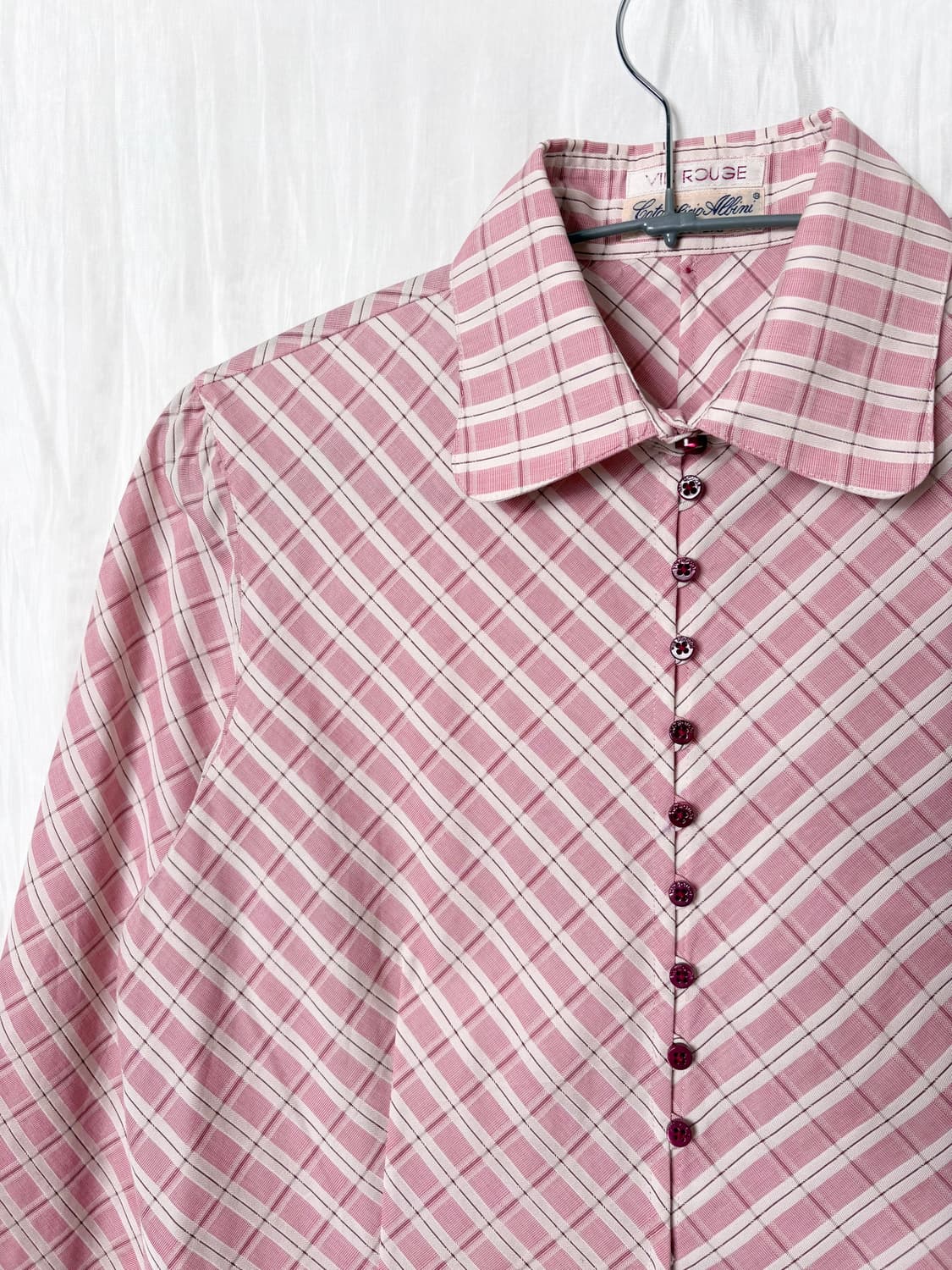 🎀 Rose Check Button Blouse 상품이미지2