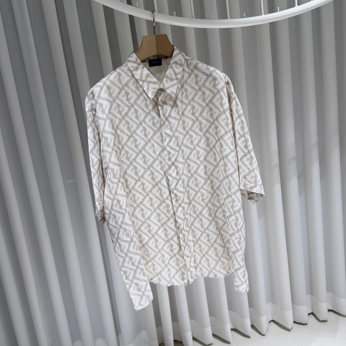 (A+/46) / 펜디 FF 모티프 린넨 반팔 셔츠 상품이미지3