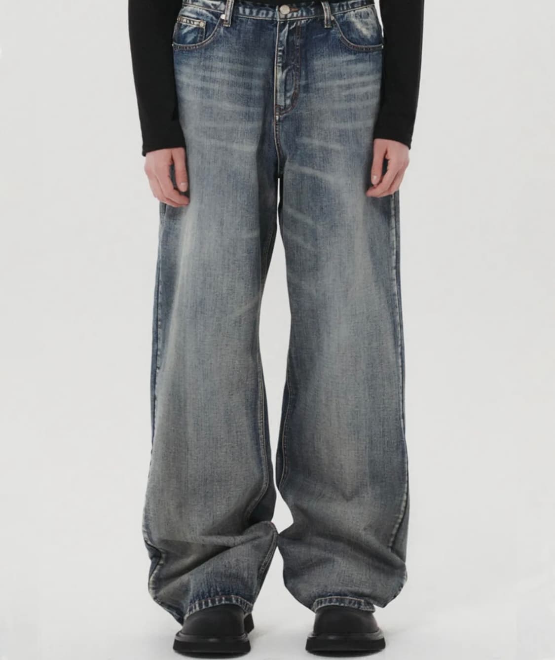 (M) DNSR 시그니처 와이드 데님 팬츠 빈티지 블루 상품이미지2