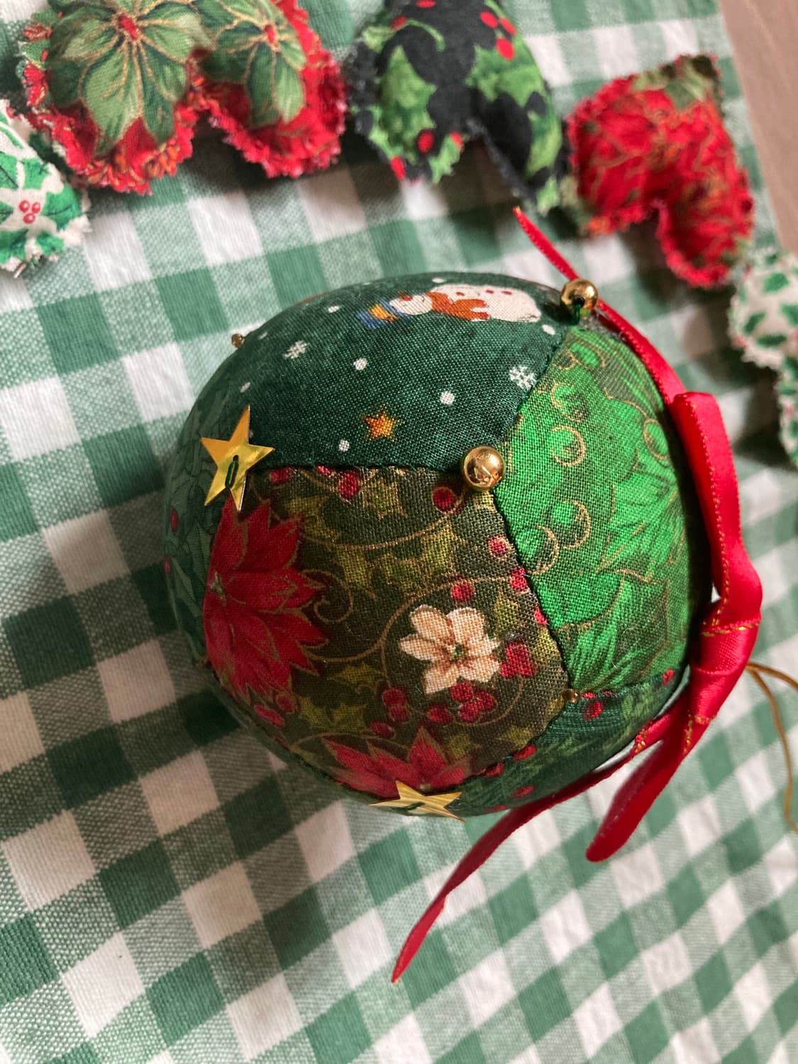 핸드메이드 퀼트 크리스마스 장식 볼 오너먼트 상품이미지2