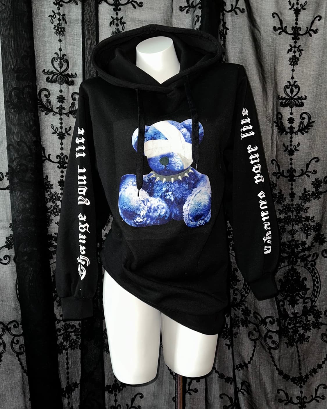 punk blue bear hoodie 상품이미지1
