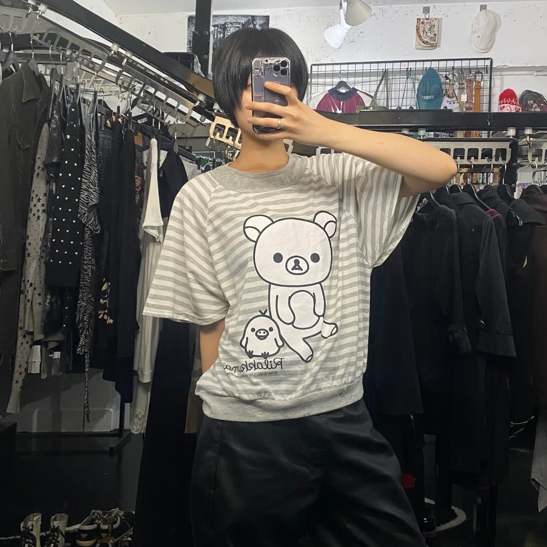 Japanese vtg 리락쿠마 스트라이프 레이어드 반팔 티셔츠 상품이미지9