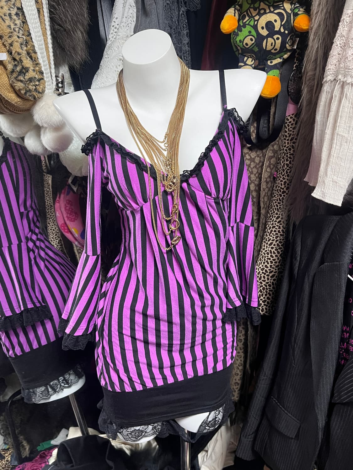 오네갸루 오프숄더 미니 드레스 상품이미지1