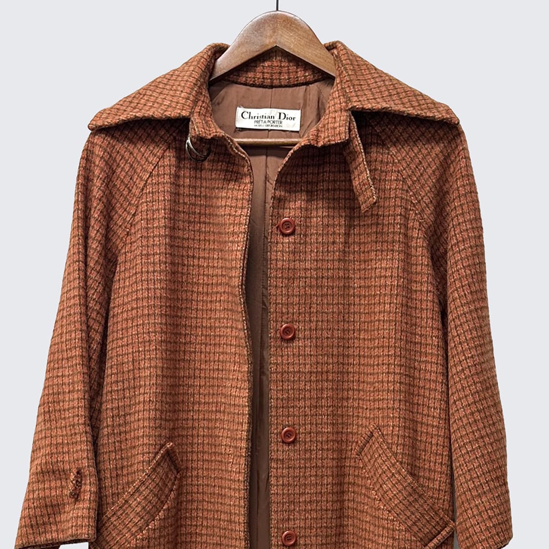 크리스챤 디올 프레따 뽀르떼 울 체크 코트 여성 레어템 상품이미지2