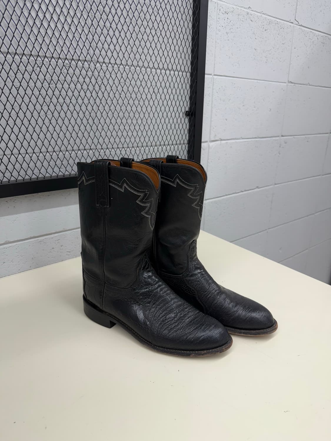 Lucchese 2000 Black Leather Roper 9.5D 상품이미지1