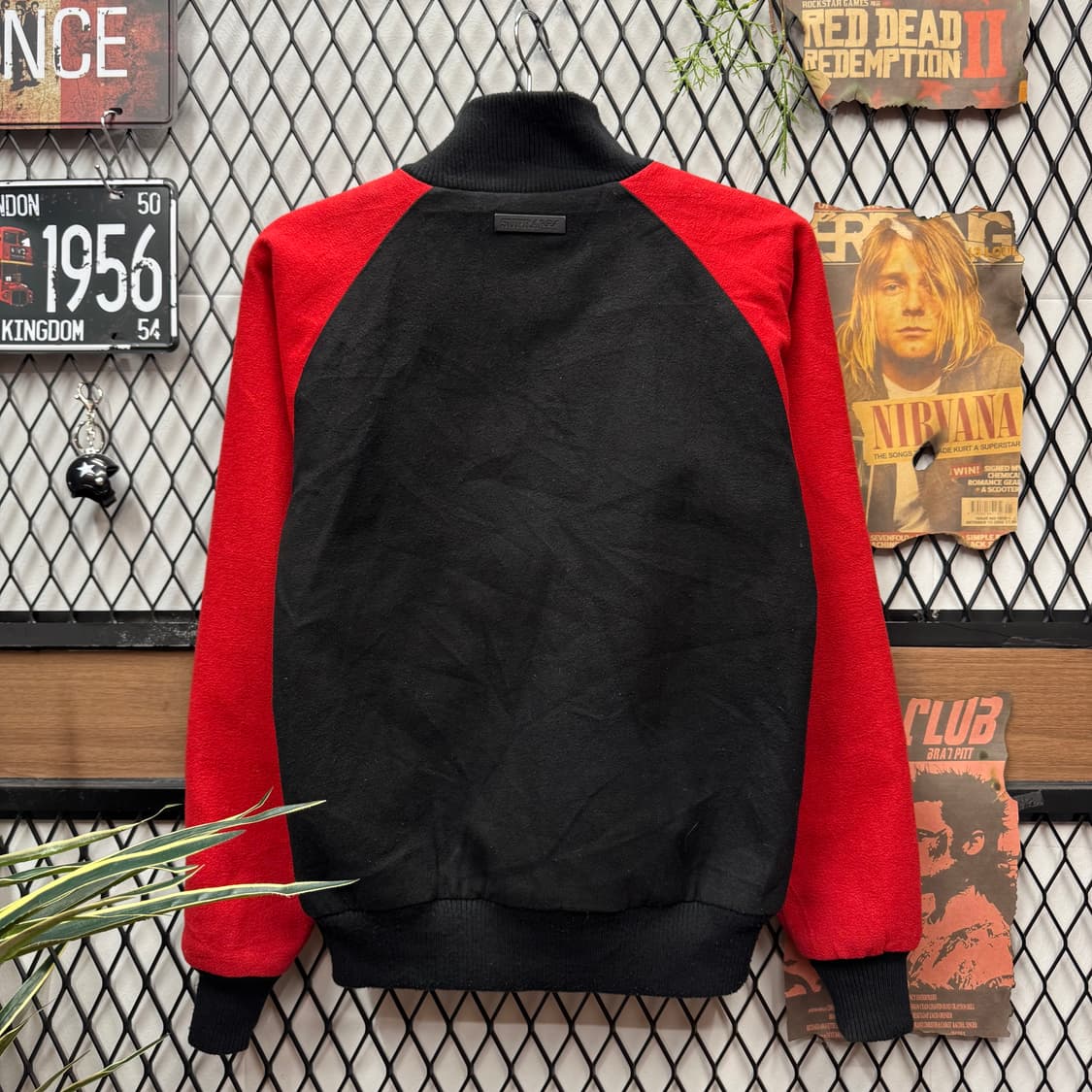 USA VINTAGE 울 바시티 자켓 전면 빅로고 포인투 레드 블랙 상품이미지2