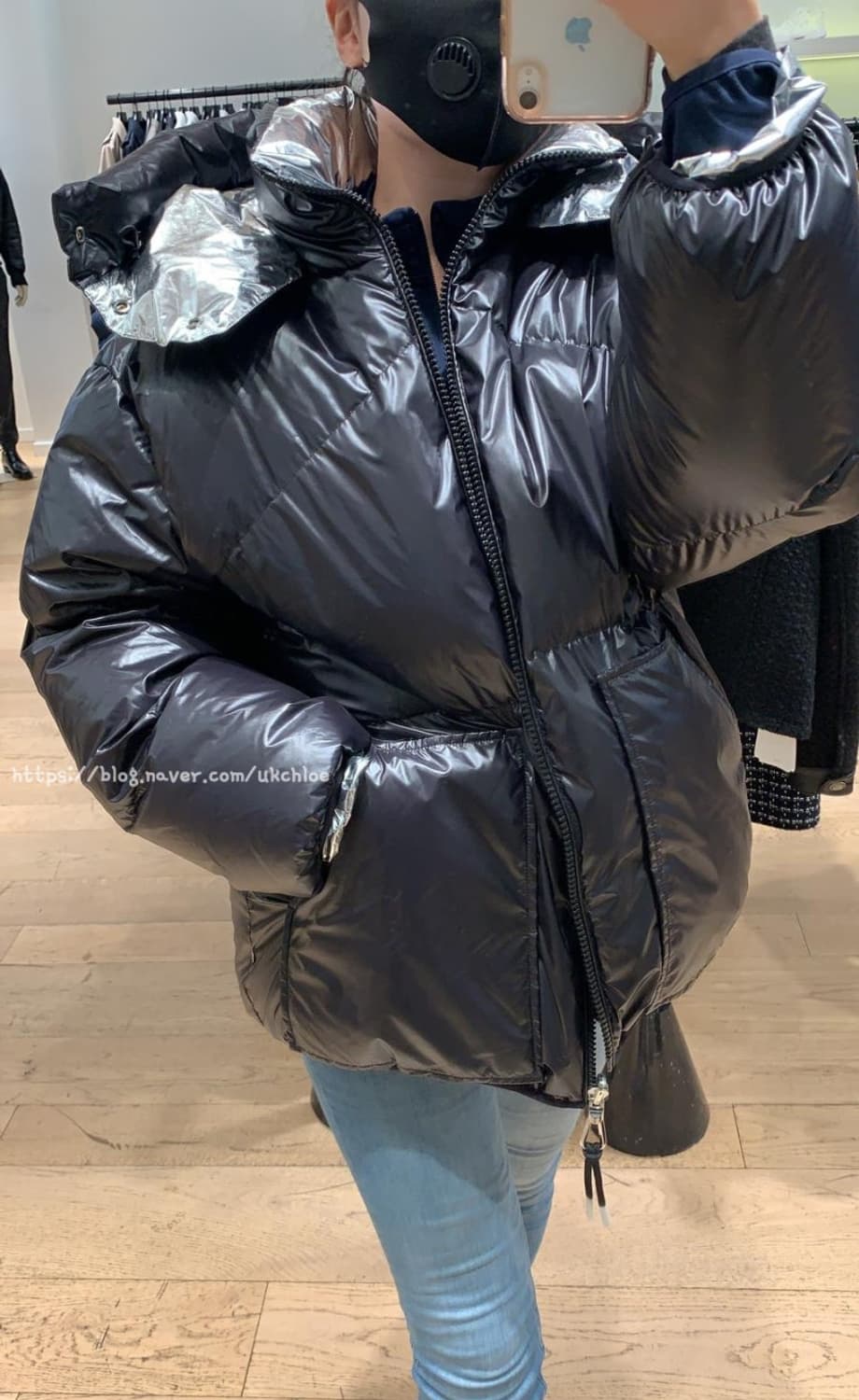 (새상품) 산드로 블랙/실버 양면 다운 패딩 36사이즈 상품이미지2