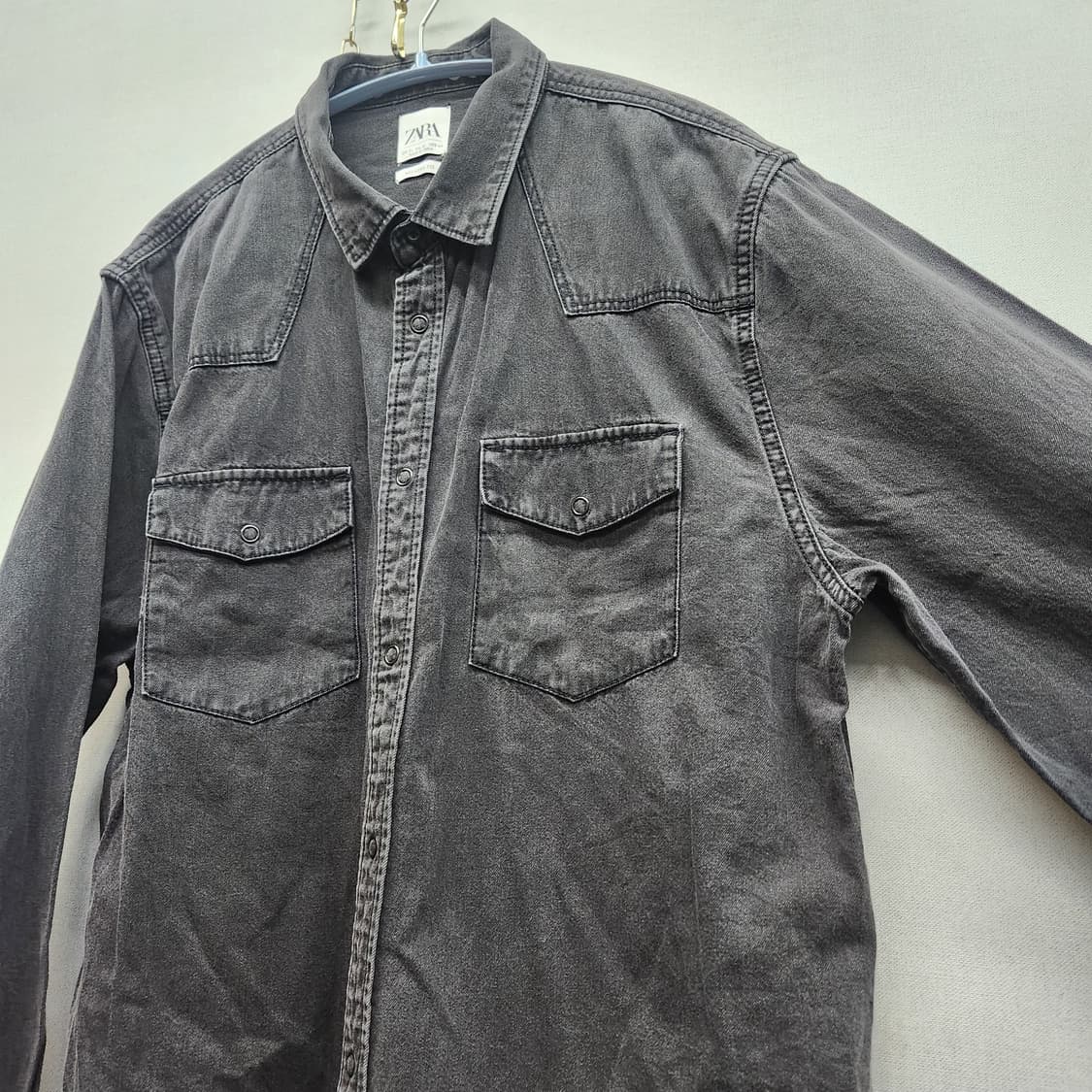 자라 웨스턴 데님 흑청 셔츠 XL(L) 상품이미지3