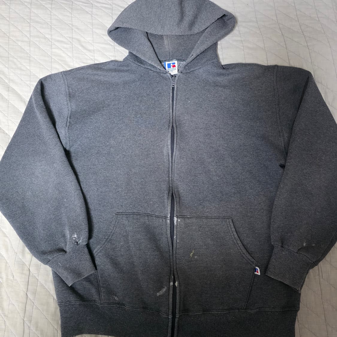 [XL] 90s 빈티지 러셀 애슬레틱 후드집업 다크그레이 ver. 페인팅 상품이미지1