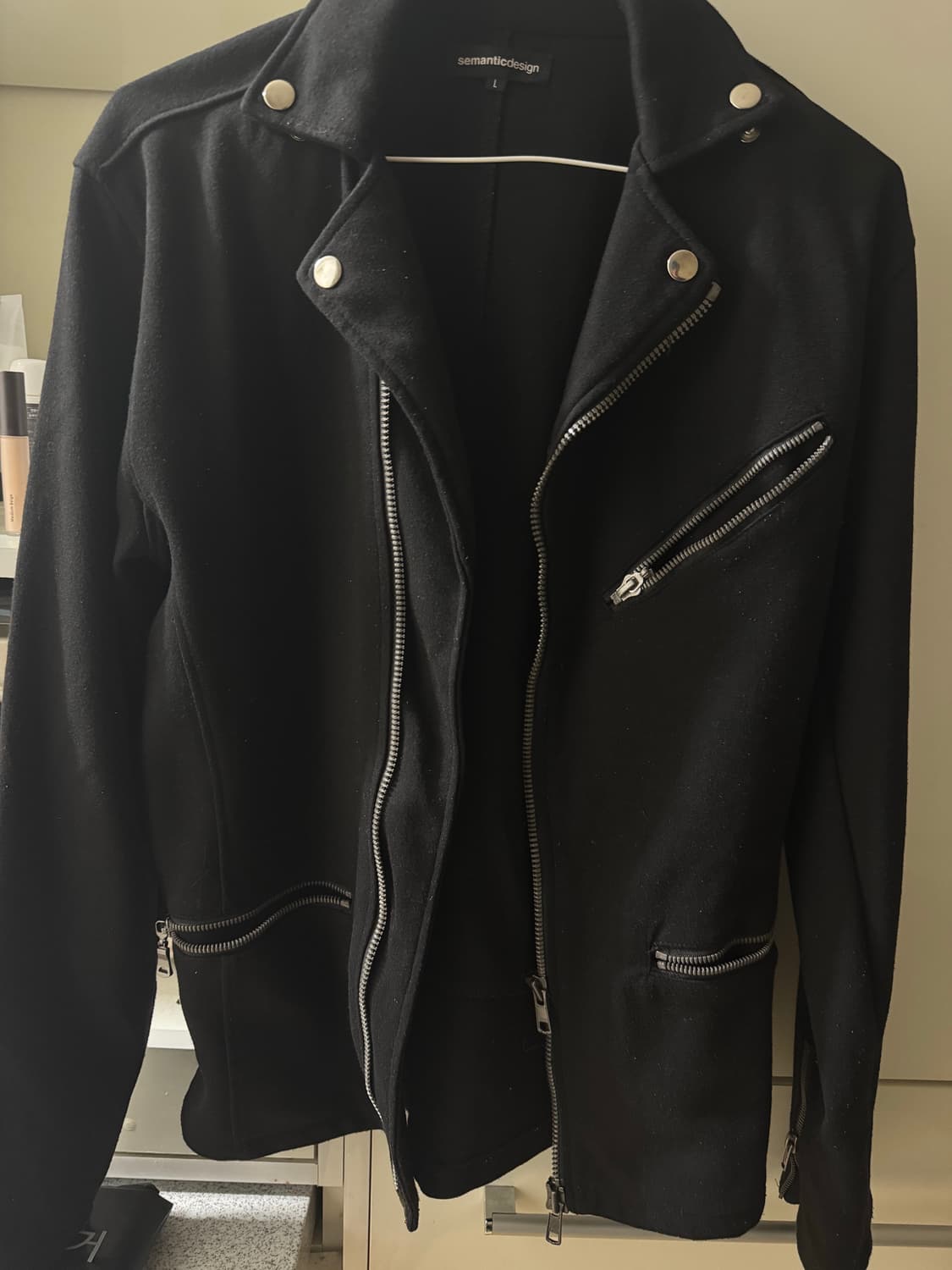 Semantic Design 블랙 코튼 투웨이 바이커 자켓 상품이미지1