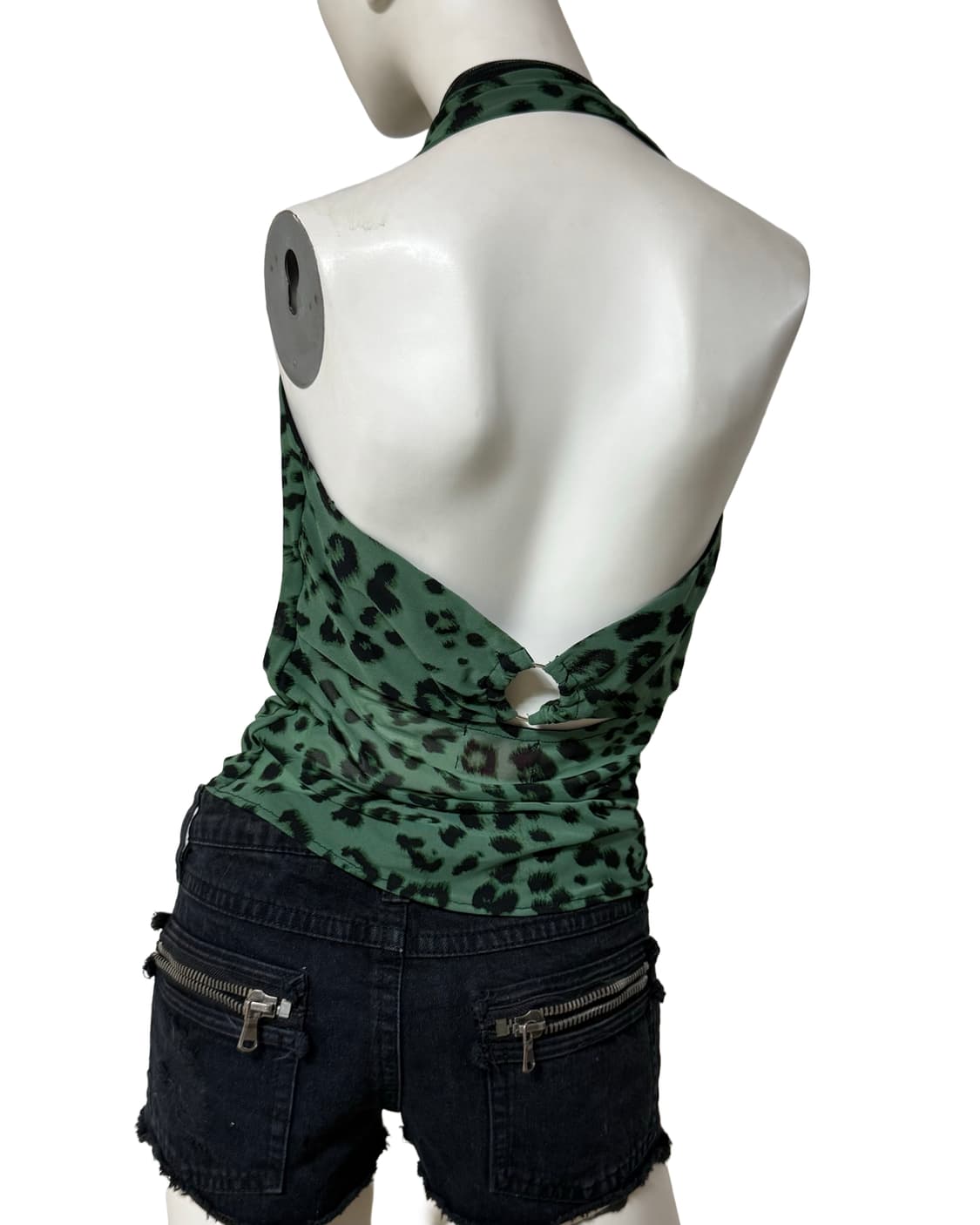 빈티지 갸루st y2k 그린 레오파드 홀터 탑 상품이미지3