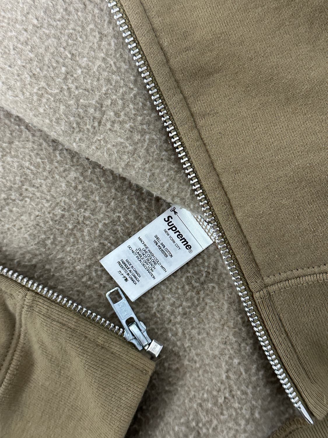 새상품급 최상급 슈프림 스몰 박스 후드 집업 다크 샌드 23FW  L 상품이미지3