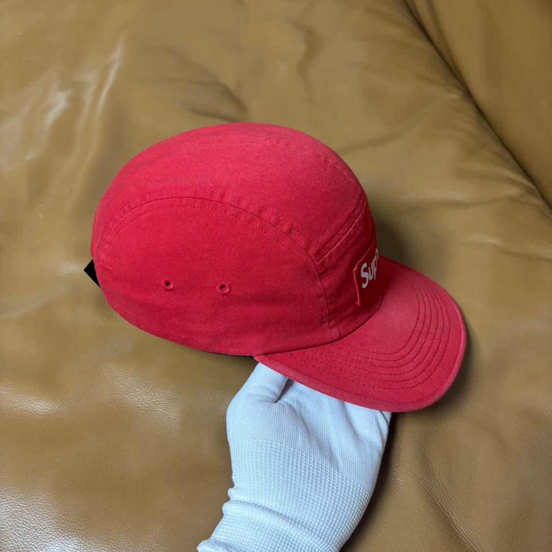 슈프림 캠프캡 모자 박스로고 워시드 레드 상품이미지3